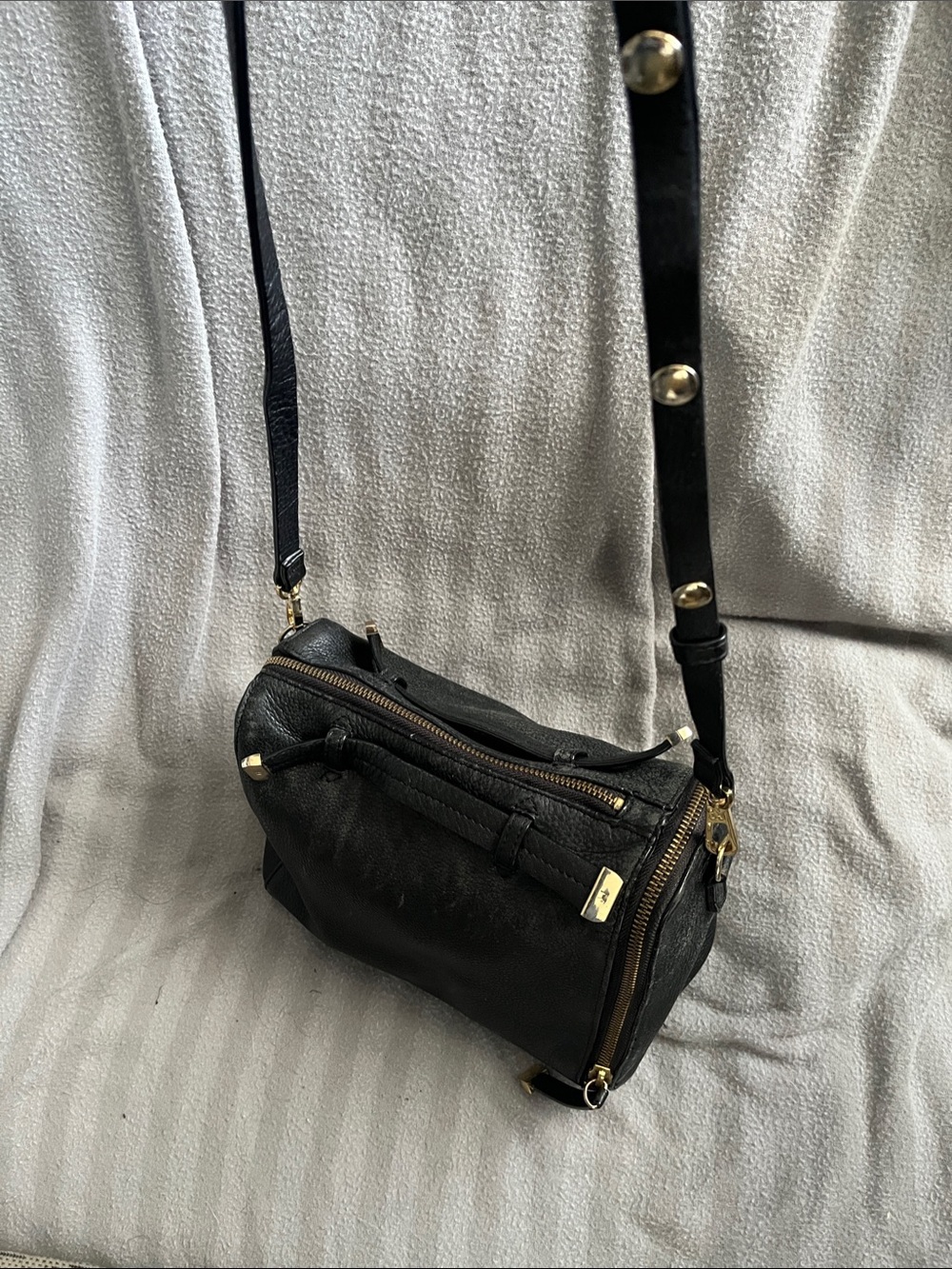 Halston Heritage Black Leather Crossbody Bag with Gold Hardware